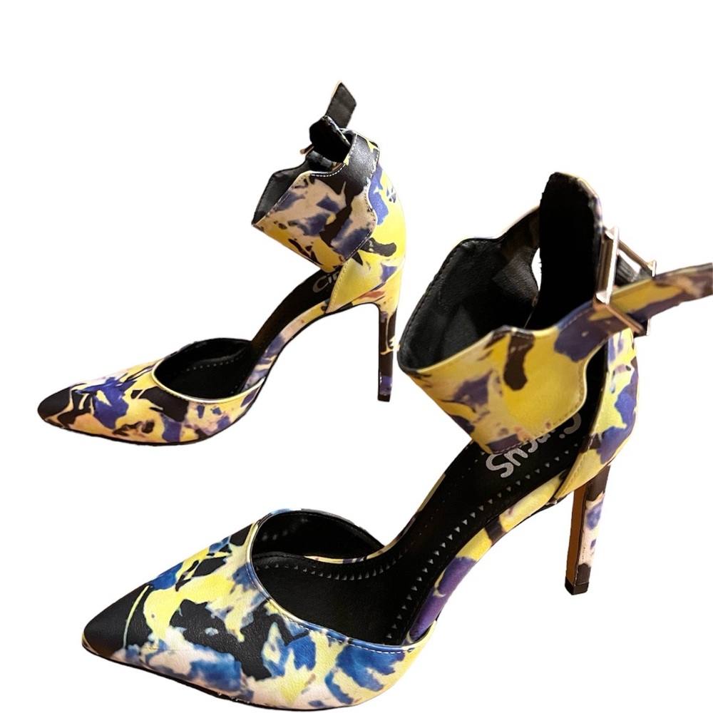 NEW Circus by Sam Edelman Maddy Yellow Floral Print Ankle Pumps